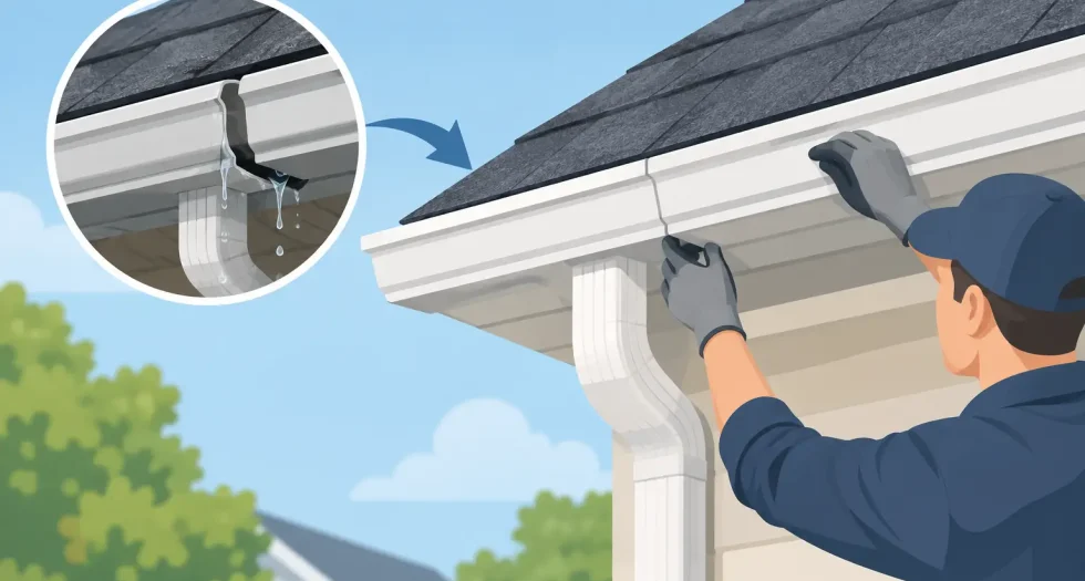 A Leaking Gutter Repair Example That Holds Up